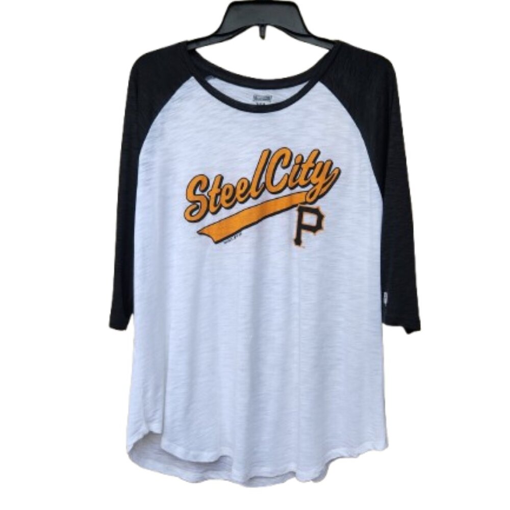 Tailgate 3/4 Raglan Sleeve Sports Tee Steel City NWT Black White
